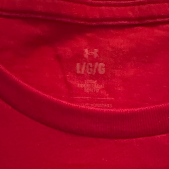 Under Armour Men's Bold Red Tee with Black Logo - Picture 4 of 4